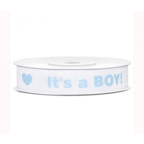 Wstążka rypsowa PartyDeco It's a Boy!, 12mm x 10m